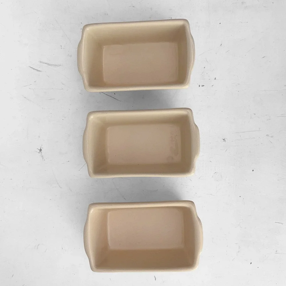Garden Ridge Christmas Mini Loaf Pan Set 3 Snowman Penguin Angel Stoneware
